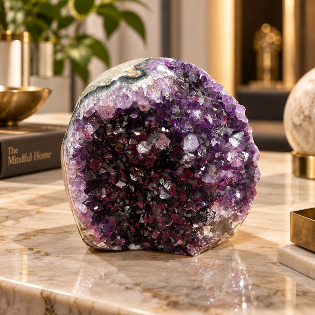 Premium Natural Amethyst Crystal – Purple Crystal Home Décor & Serenity Accent | Size: 10×11 | 975 Grams