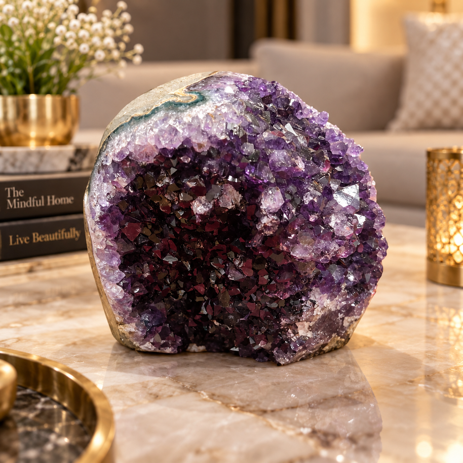 Premium Natural Amethyst Crystal – Purple Crystal Home Décor & Serenity Accent | Size: 10×11 | 975 Grams