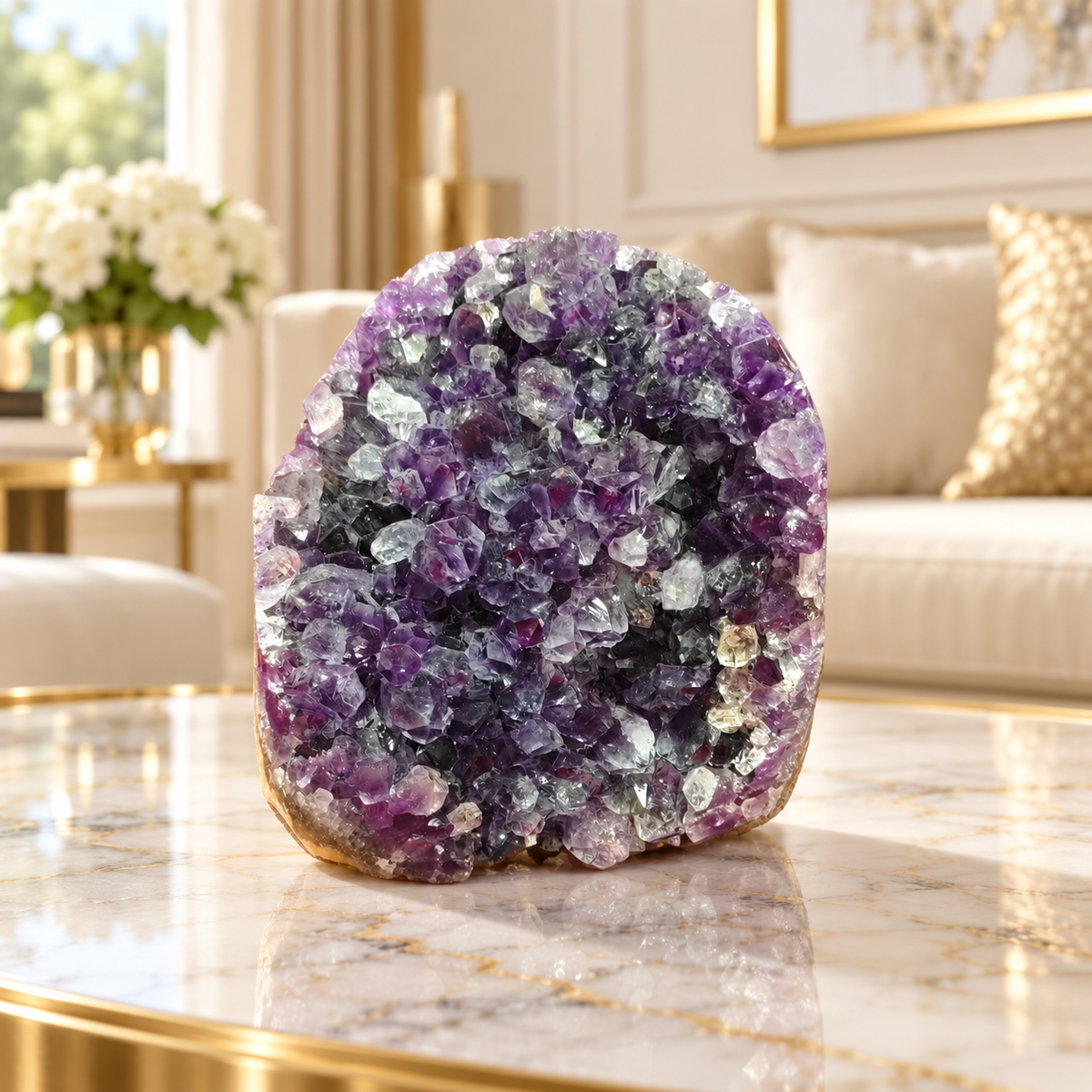 Premium Natural Amethyst Crystal – Purple Crystal Home Décor & Serenity Accent | Size: 9×10 | 1.009 KG