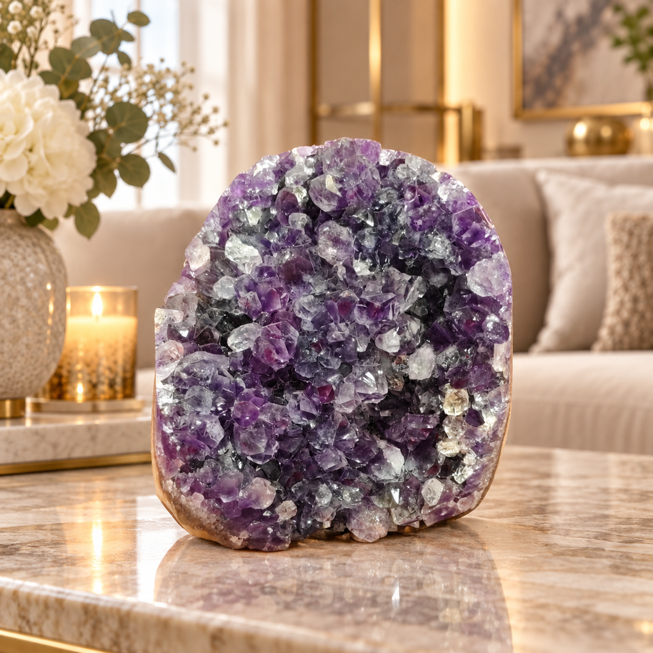 Premium Natural Amethyst Crystal – Purple Crystal Home Décor & Serenity Accent | Size: 9×10 | 1.009 KG