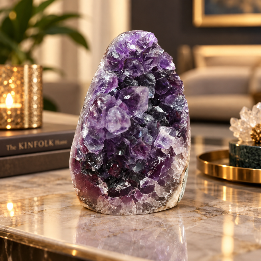 Premium Natural Amethyst Crystal – Purple Crystal Home Décor & Serenity Accent | Size: 8×13 | 823 Grams