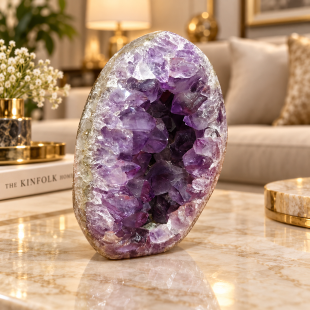 Premium Natural Amethyst Crystal – Purple Crystal Home Décor & Serenity Accent | Size: 6×8 | 407 Grams