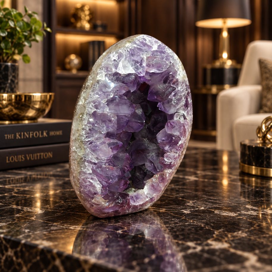 Premium Natural Amethyst Crystal – Purple Crystal Home Décor & Serenity Accent | Size: 6×8 | 407 Grams