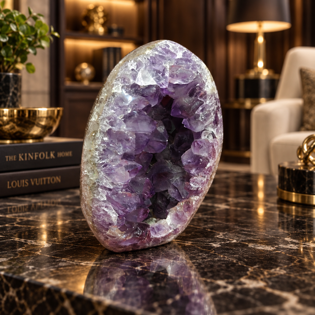 Premium Natural Amethyst Crystal – Purple Crystal Home Décor & Serenity Accent | Size: 6×8 | 407 Grams
