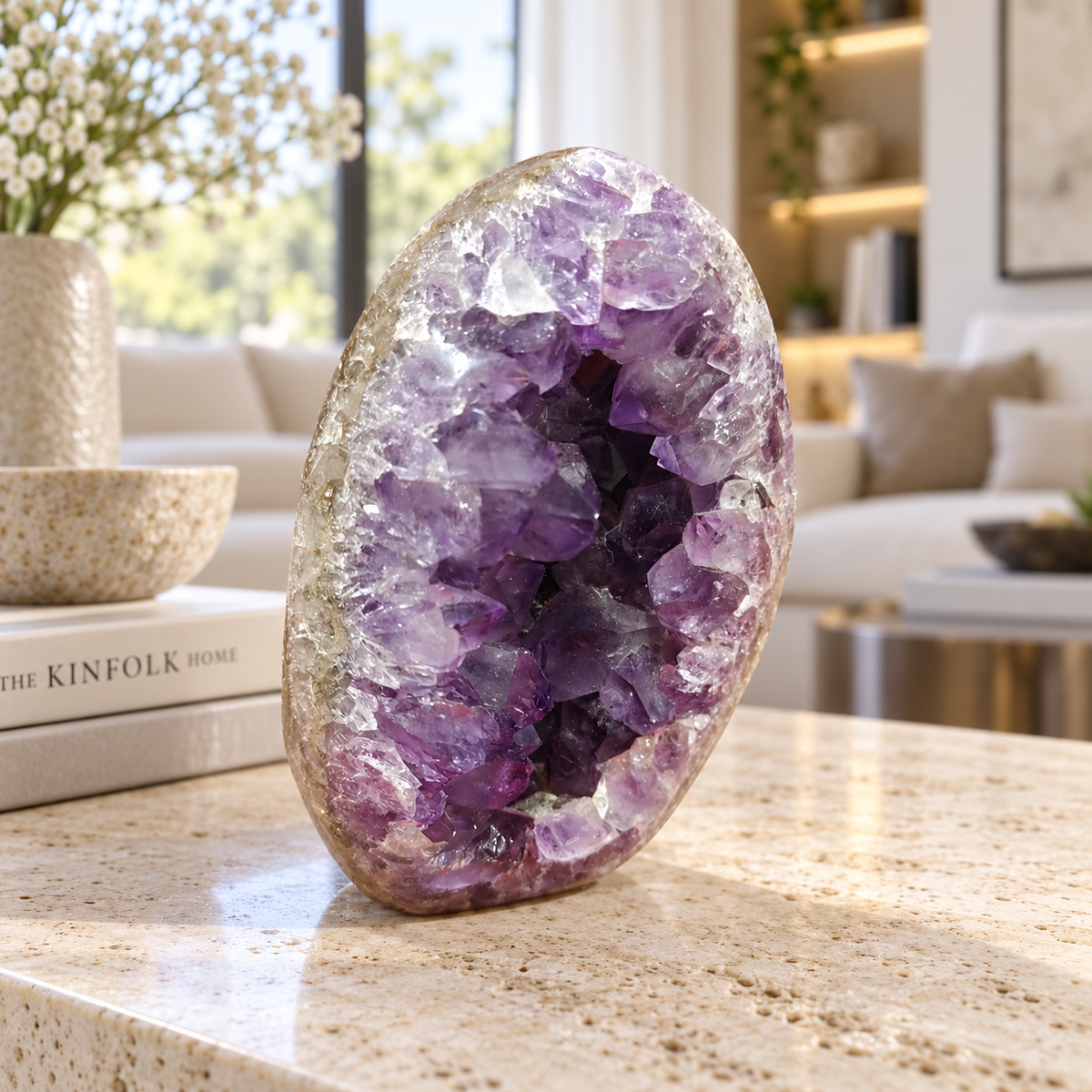 Premium Natural Amethyst Crystal – Purple Crystal Home Décor & Serenity Accent | Size: 6×8 | 407 Grams
