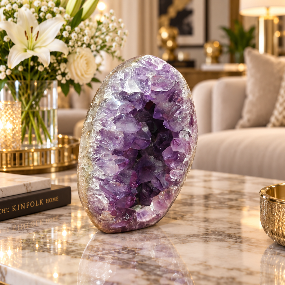 Premium Natural Amethyst Crystal – Purple Crystal Home Décor & Serenity Accent | Size: 6×8 | 407 Grams
