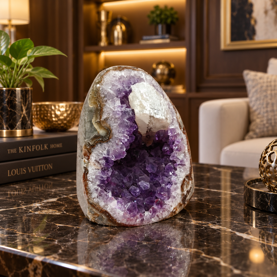 Premium Natural Amethyst Crystal – Purple Crystal Home Décor & Serenity Accent | Size: 7×8 | 493 Grams
