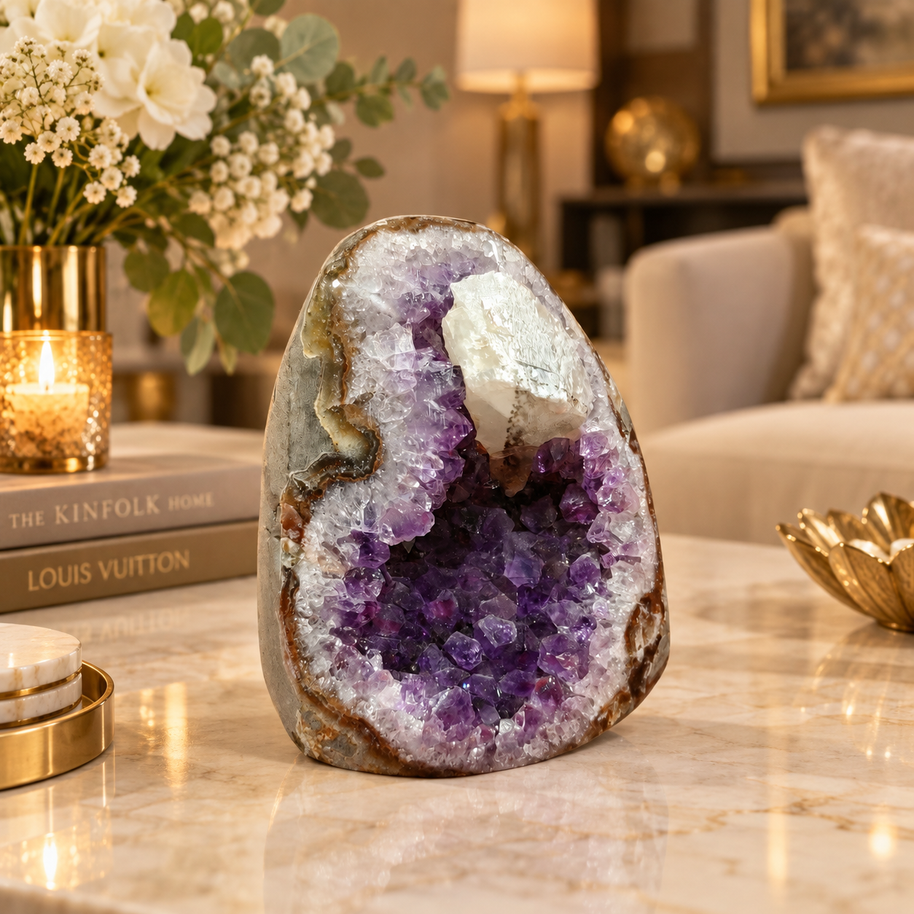 Premium Natural Amethyst Crystal – Purple Crystal Home Décor & Serenity Accent | Size: 7×8 | 493 Grams
