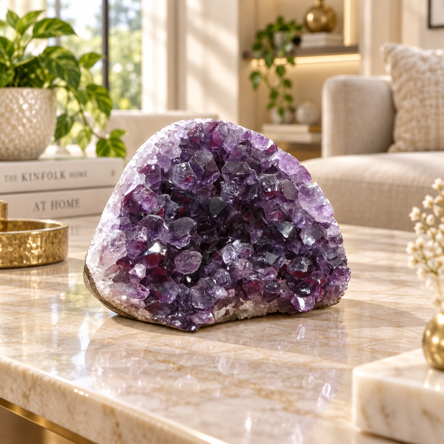 Premium Natural Amethyst Crystal – Purple Crystal Home Décor & Serenity Accent | Size: 12×9 | 1.154 KG