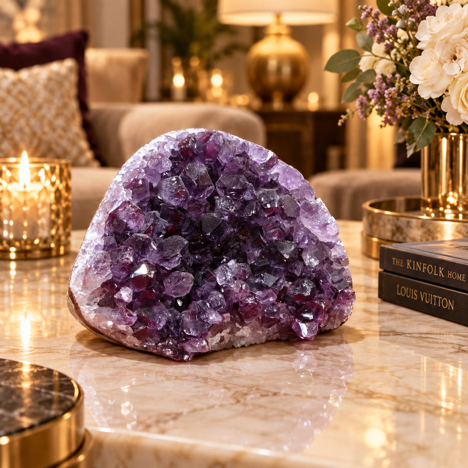 Premium Natural Amethyst Crystal – Purple Crystal Home Décor & Serenity Accent | Size: 12×9 | 1.154 KG