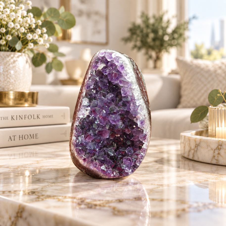 Premium Natural Amethyst Crystal – Purple Crystal Home Décor & Serenity Accent | Size: 9×6 | 473 Grams