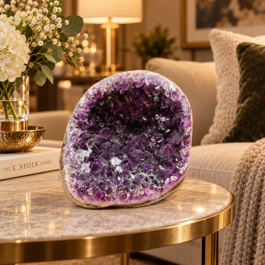 Premium Natural Amethyst Crystal – Purple Crystal Home Décor & Serenity Accent | Size: 11×10 | 1.088 KG
