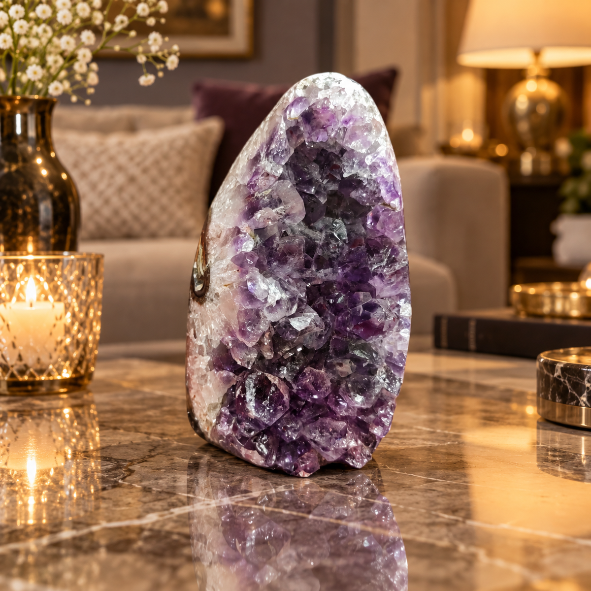 Premium Natural Amethyst Crystal – Purple Crystal Home Décor & Serenity Accent | Size: 10×6 | 722 Grams