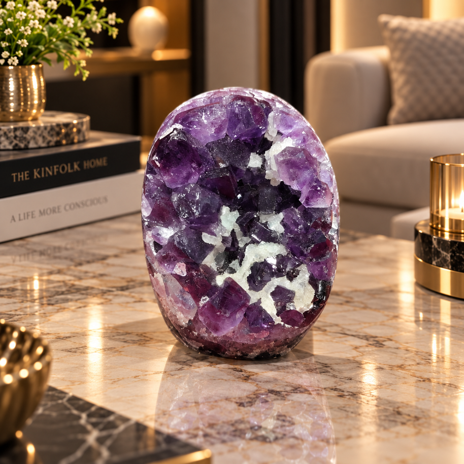 Premium Natural Amethyst Crystal – Purple Crystal Home Décor & Serenity Accent | Size: 5×7 | 369 Grams