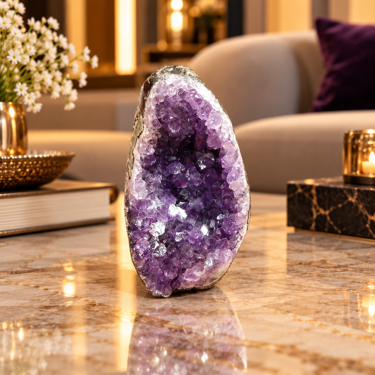 Premium Natural Amethyst Crystal – Purple Crystal Home Décor & Serenity Accent | Size: 5×7 | 182 Grams
