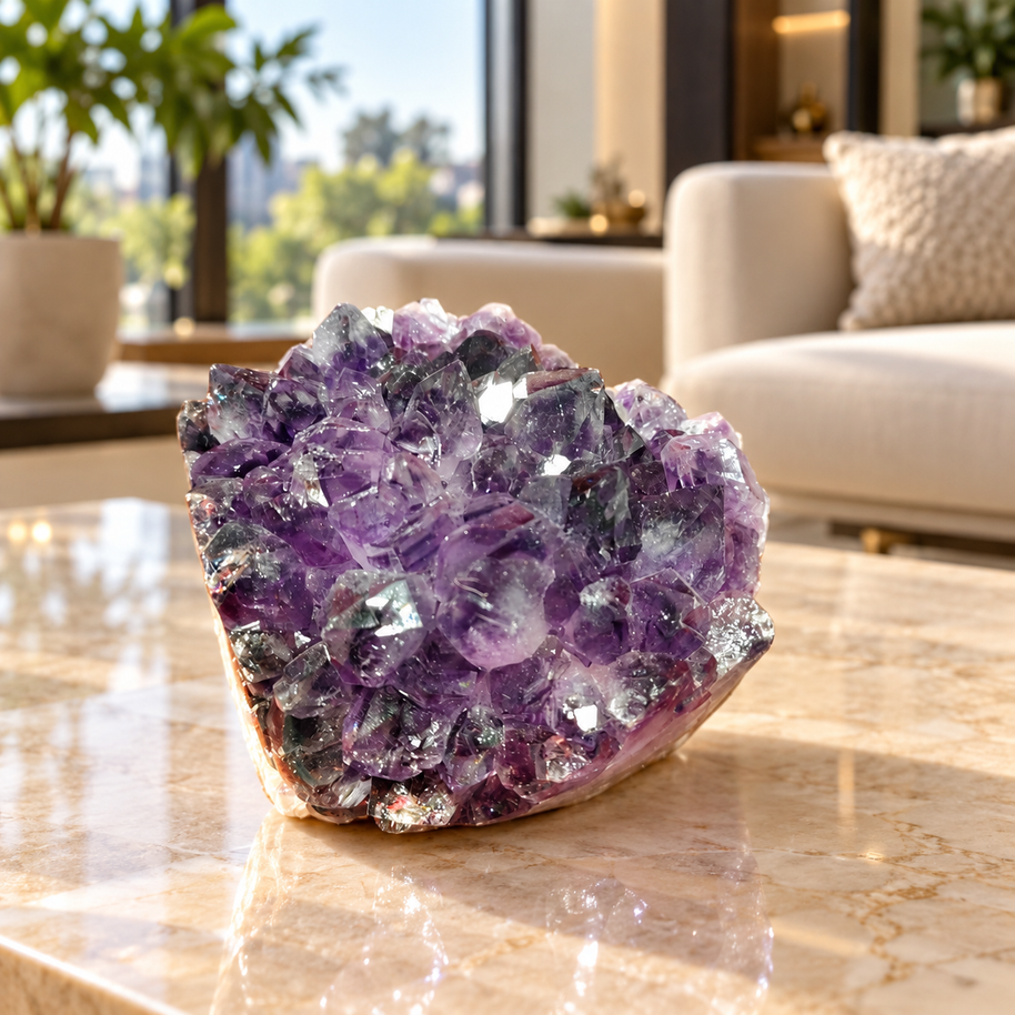 Premium Natural Amethyst Crystal – Purple Crystal Home Décor & Serenity Accent | Size: 8×6 | 1.035 KG