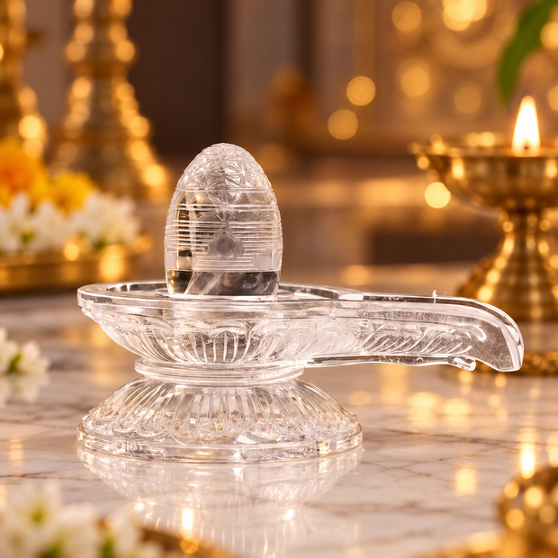 Sphatik Crystal Shivling – Natural Clear Quartz Shiva Lingam
