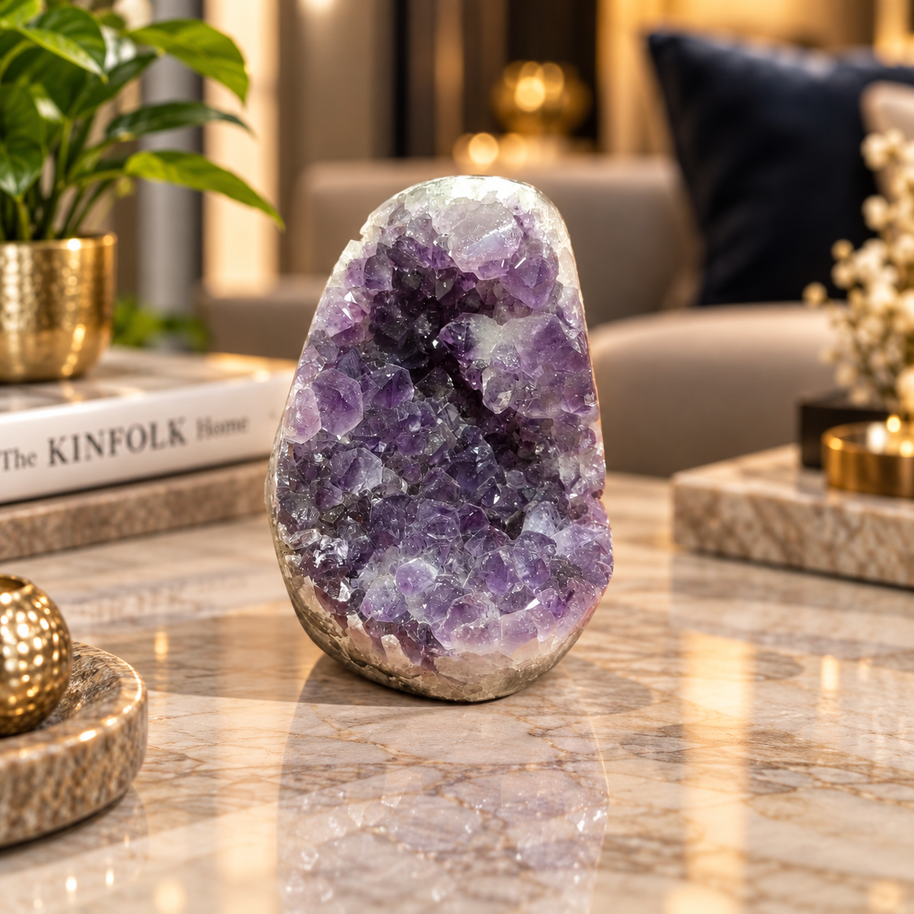 Premium Natural Amethyst Crystal – Purple Crystal Home Décor & Serenity Accent | Size: 5×6 | 224 Grams