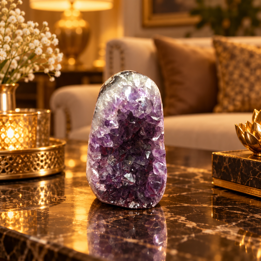 Premium Natural Amethyst Crystal – Purple Crystal Home Décor & Serenity Accent | Size: 5×8 | 216 Grams
