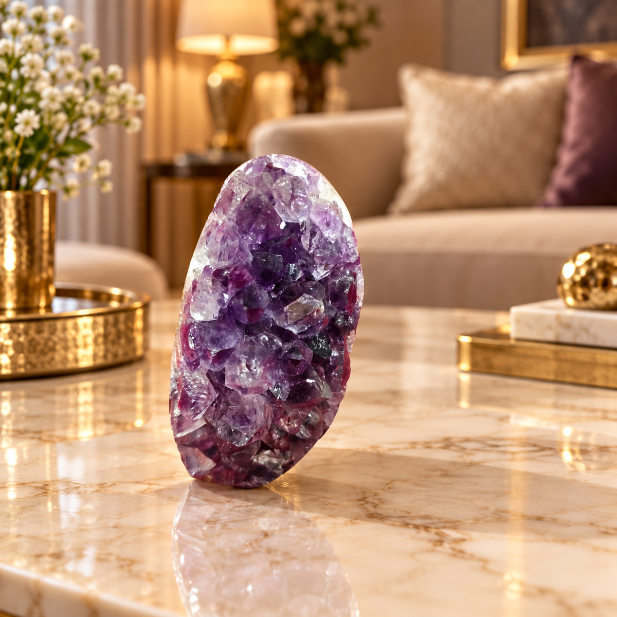 Premium Natural Amethyst Crystal – Purple Crystal Home Décor & Serenity Accent | Size: 4×8 | 222 Grams