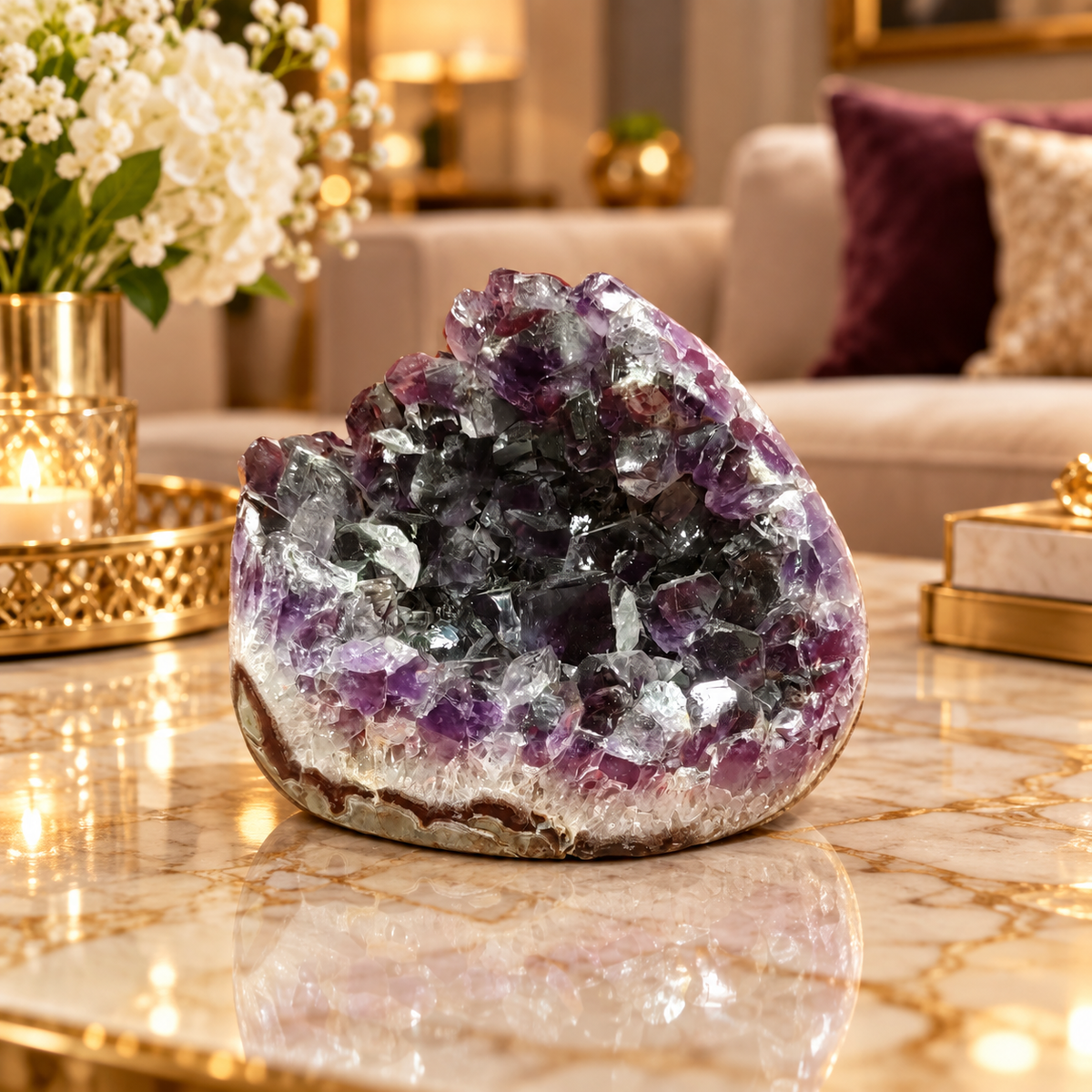 Premium Natural Amethyst Crystal – Purple Crystal Home Décor & Serenity Accent | Size: 13×9 | 1.541 KG