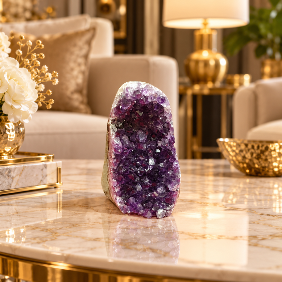 Premium Natural Amethyst Crystal – Purple Crystal Home Décor & Serenity Accent | Size: 4× 8 | 219 Grams