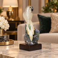 Natural Quartz Crystal Bird Figurine on Amethyst Cluster Base for Protection & Positivity Harmony, 7x15 cm, 0.400 kg