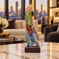Natural Green Aventurine Crystal Bird Figurine on Amethyst Cluster Base for Protection & Positivity Harmony, 5x18 cm, 0.339 kg