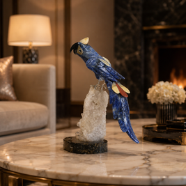 Natural Sodalite Crystal Bird Figurine on Quartz Crystal Base for Protection & Positivity Harmony, 10x24 cm, 1.35 kg