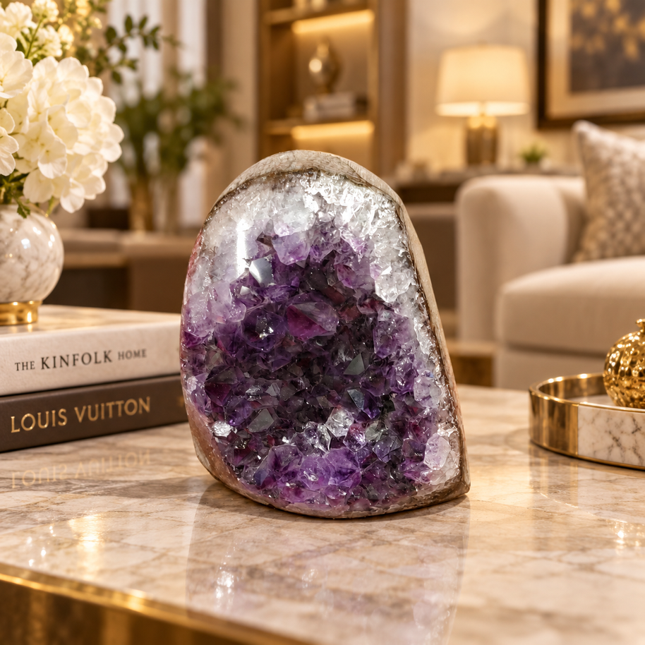 Premium Natural Amethyst Crystal – Purple Crystal Home Décor & Serenity Accent | Size: 6×6 | 284 Grams
