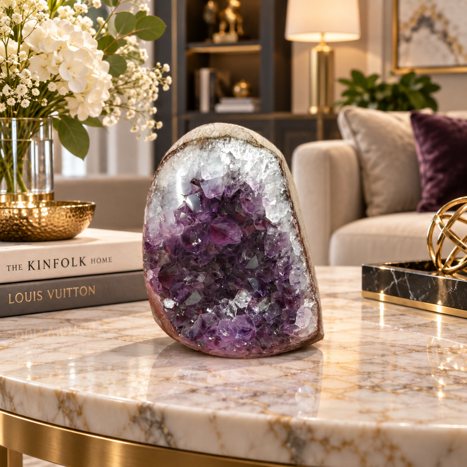 Premium Natural Amethyst Crystal – Purple Crystal Home Décor & Serenity Accent | Size: 6×6 | 284 Grams