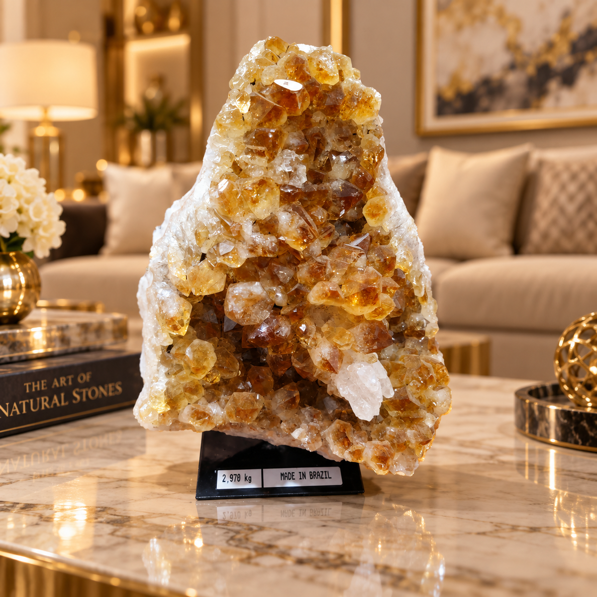 Citrine Crystal Formation Décor – Premium Natural Crystal for Abundance & Prosperity (15×20 cm, 2.97 kg)
