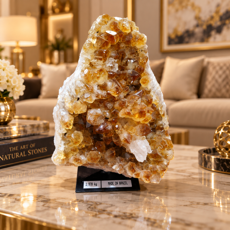 Citrine Crystal Formation Décor – Premium Natural Crystal for Abundance & Prosperity (15×20 cm, 2.97 kg)