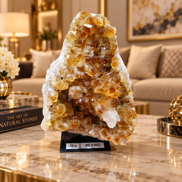 Citrine Crystal Formation Décor – Premium Natural Crystal for Abundance & Prosperity (15×20 cm, 2.97 kg)