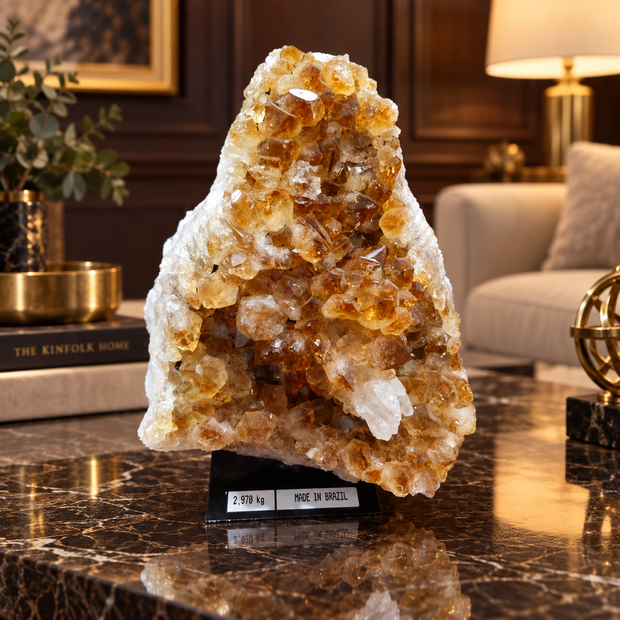 Citrine Crystal Formation Décor – Premium Natural Crystal for Abundance & Prosperity (15×20 cm, 2.97 kg)