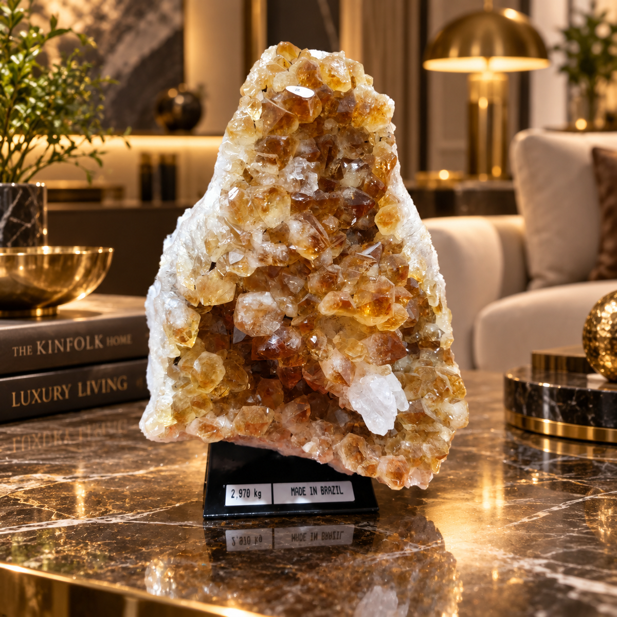 Citrine Crystal Formation Décor – Premium Natural Crystal for Abundance & Prosperity (15×20 cm, 2.97 kg)