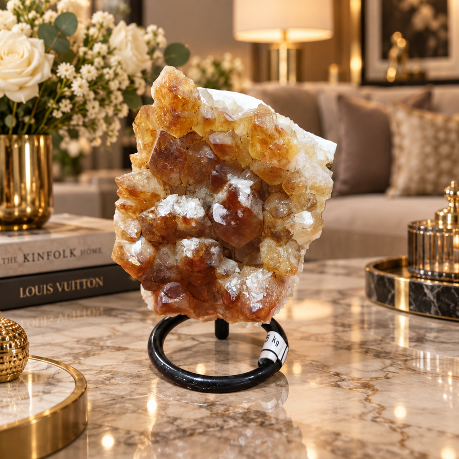 Premium Natural Citrine Crystal Décor – Symbol of Wealth, Abundance & Positivity (8×10 cm, 925 gm)