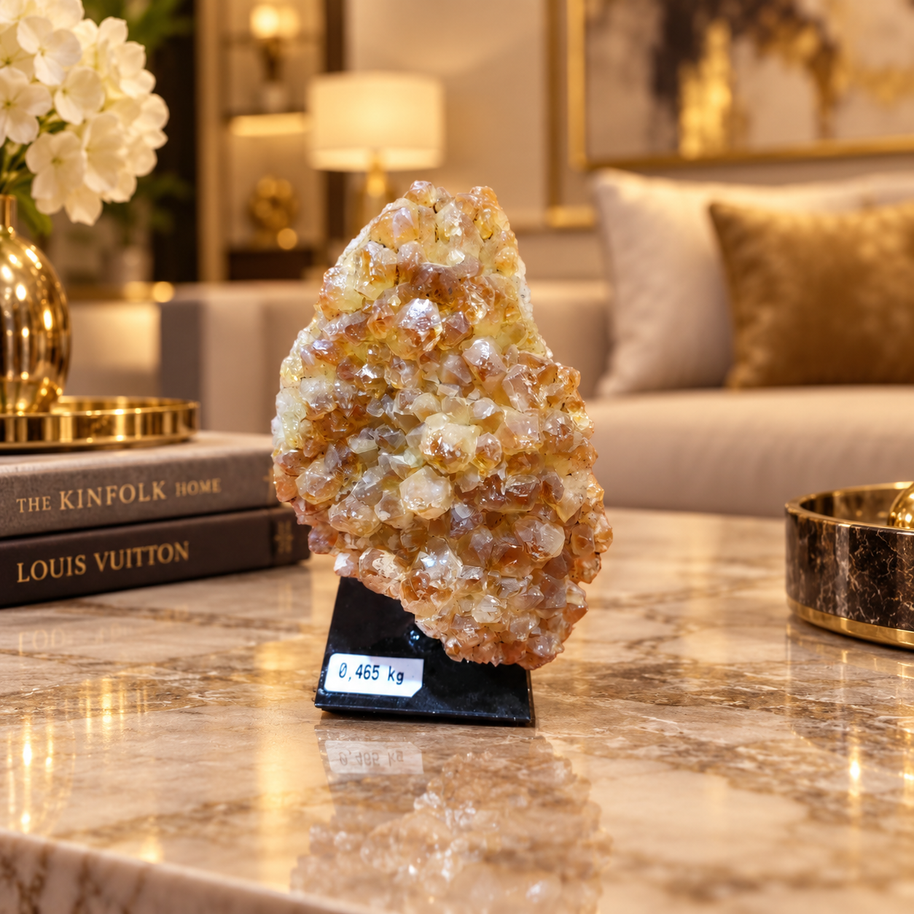 Natural Citrine Crystal Formation – Premium Abundance & Positive Energy Décor (8×11 cm, 465 gm)