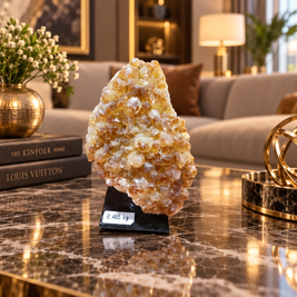 Natural Citrine Crystal Formation – Premium Abundance & Positive Energy Décor (8×11 cm, 465 gm)
