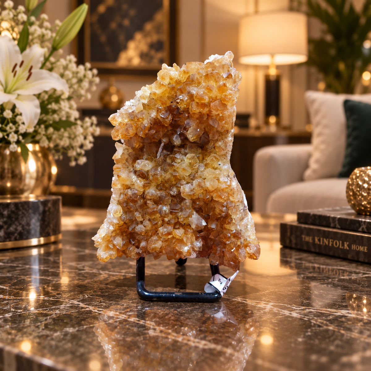 Natural Citrine Crystal Formation Décor – Premium Wealth & Positive Energy Accent (10×14 cm, 815 gm)