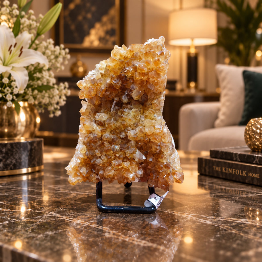 Natural Citrine Crystal Formation Décor – Premium Wealth & Positive Energy Accent (10×14 cm, 815 gm)