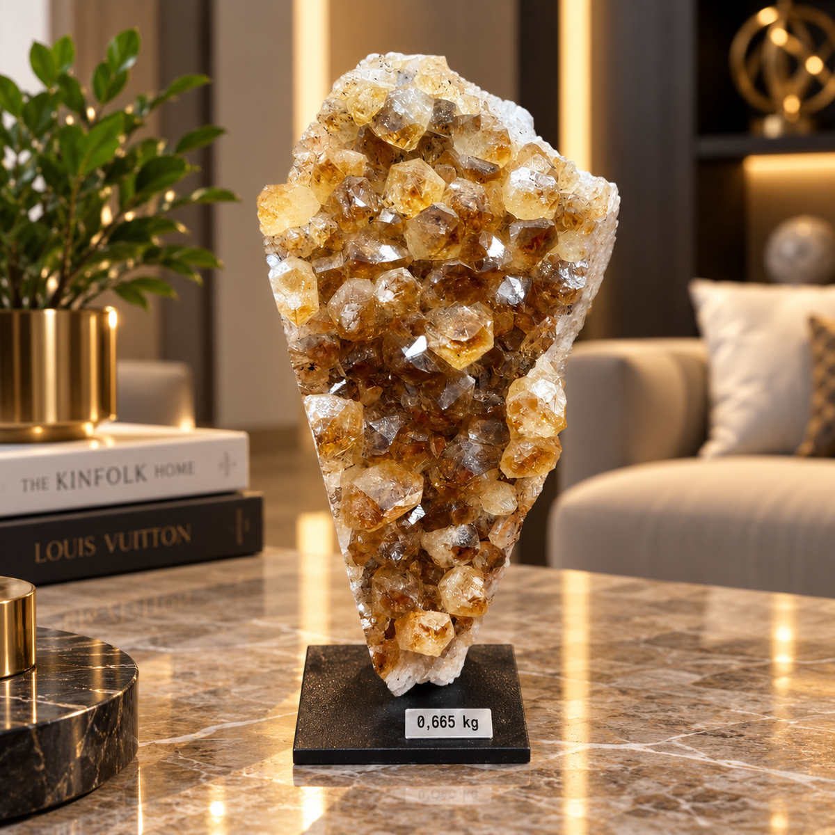 Premium Citrine Crystal Cluster – Natural Abundance, Prosperity & Success Décor (6×15 cm, 665 gm)