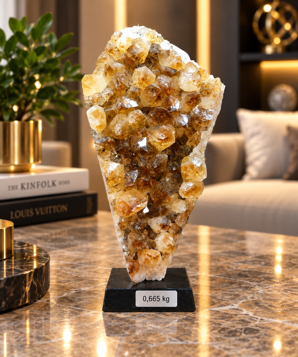 Premium Citrine Crystal Cluster – Natural Abundance, Prosperity & Success Décor (6×15 cm, 665 gm)