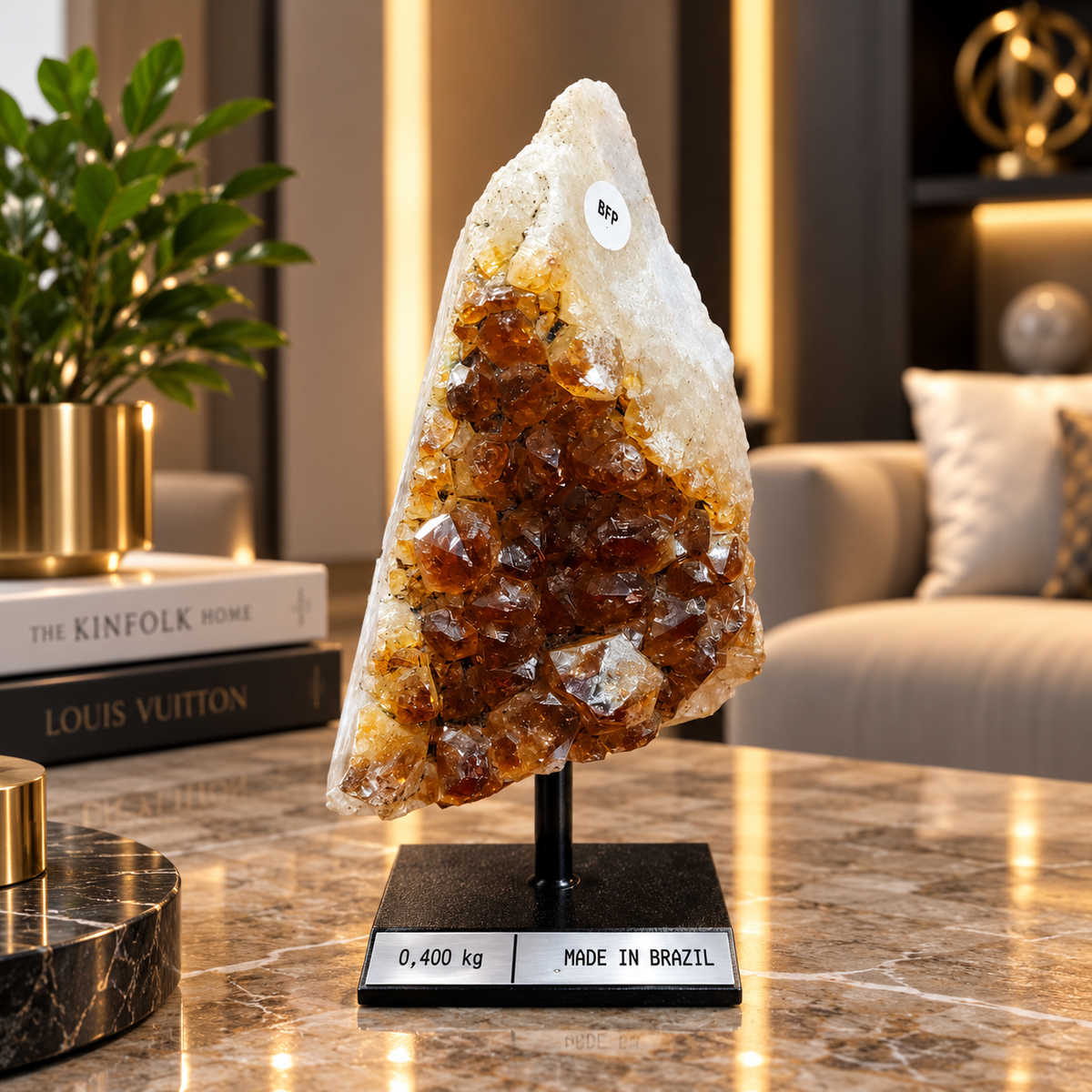 Citrine Crystal Décor Piece – Premium Natural Formation for Positivity & Abundance (6×12 cm, 400 gm)