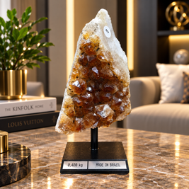 Citrine Crystal Décor Piece – Premium Natural Formation for Positivity & Abundance (6×12 cm, 400 gm)