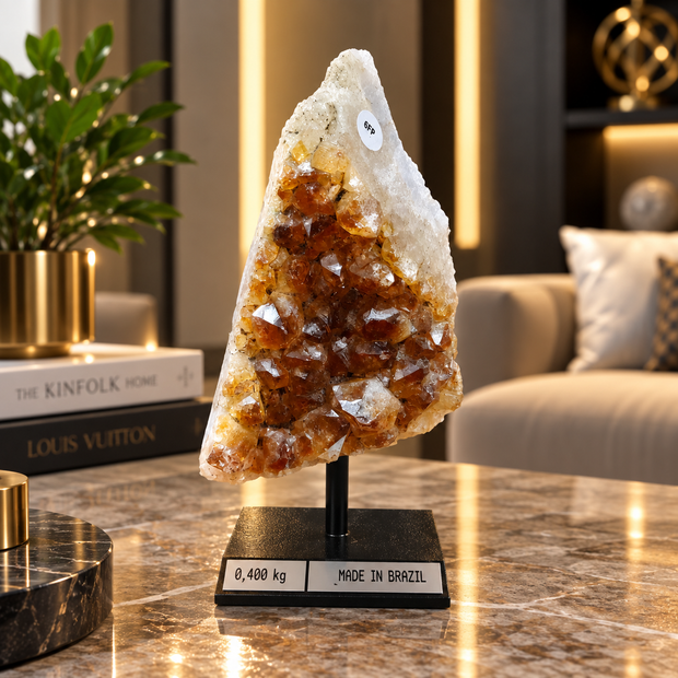 Citrine Crystal Décor Piece – Premium Natural Formation for Positivity & Abundance (6×12 cm, 400 gm)