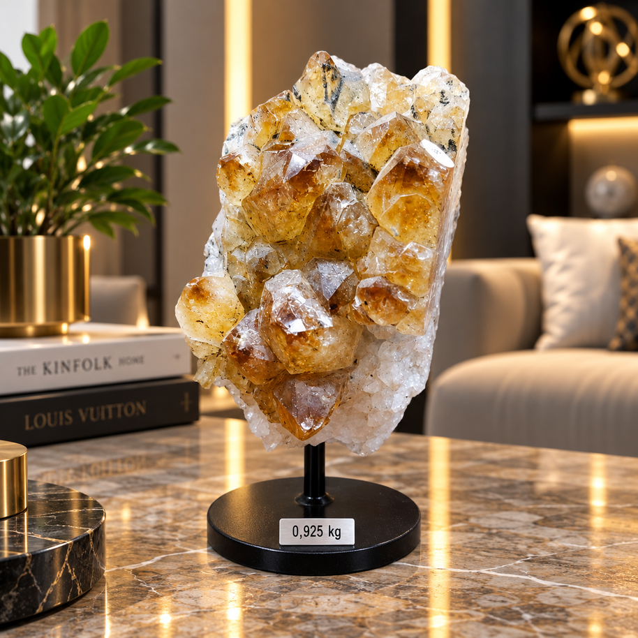 Premium Citrine Crystal Formation – Natural Prosperity & Abundance Home Décor (12×7 cm, 925 gm)