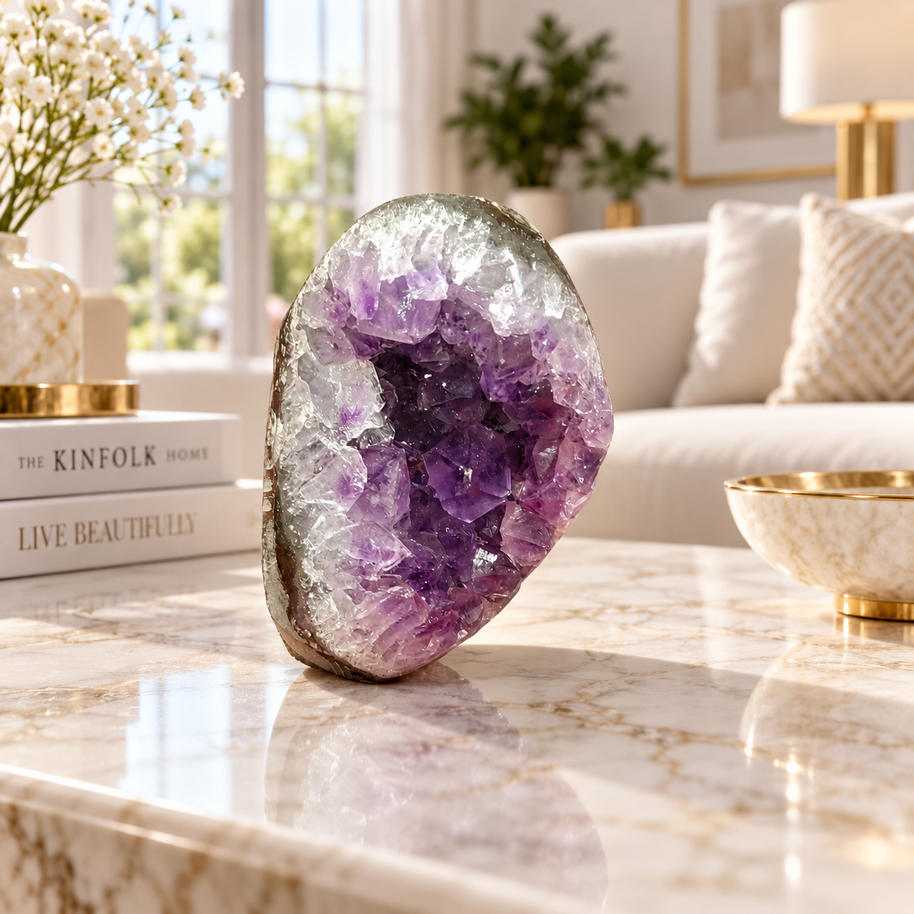 Premium Natural Amethyst Crystal – Purple Crystal Home Décor & Serenity Accent | Size: 4×6 | 237 Grams