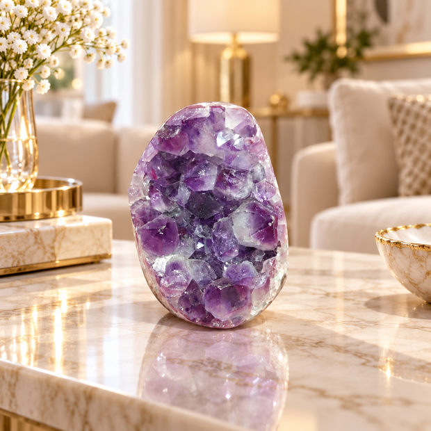 Premium Natural Amethyst Crystal – Purple Crystal Home Décor & Serenity Accent | Size: 5×6 | 263 Grams