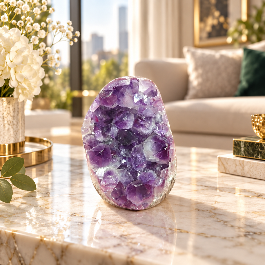 Premium Natural Amethyst Crystal – Purple Crystal Home Décor & Serenity Accent | Size: 5×6 | 263 Grams
